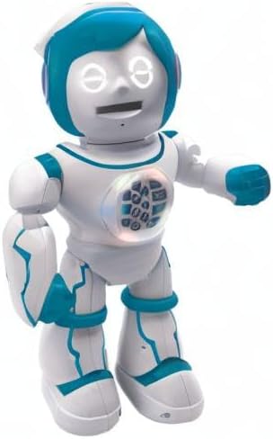 Lexibook Powerman Kid- Educational and Bilingual English/Spanish Robot - Walking Talking Dancing Toy - STEM Programmable Creating Stories - Quizzes Shooting Discs- ROB90EN