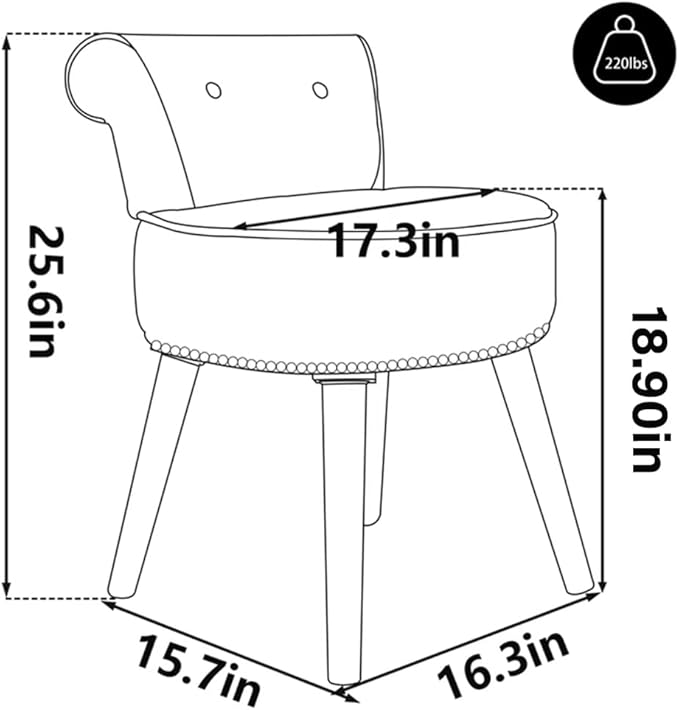 Vanity Stool with Back - Vanity Chair with Back Small Chair for Vanity Makeup Vanity Chair Velvet Vanity Stool Chair Tufted Accent Chairs Makeup Chair for Vanity for Women Girls and Kids