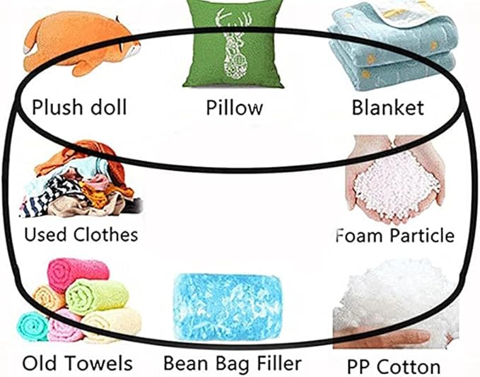 (No Filler) Giant Bean Bag Chair Cover for Kids Adults, Living Room Furniture Big Round Soft Fluffy Faux Fur Beanbag Lazy Sofa Bed Cover (Black, 6FT)