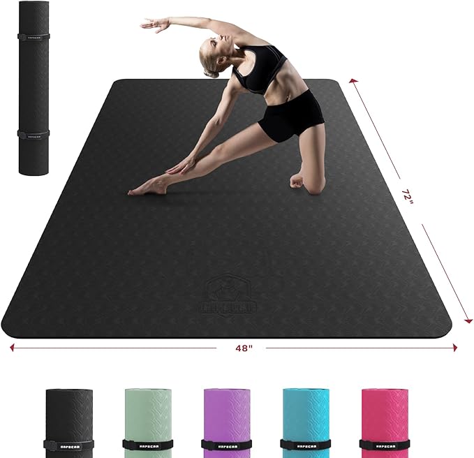 HAPBEAR Extra Large Yoga Mat - 72"x48"/78"x54", 1/4" & 1/3" Thick, Non-Slip, Durable, Eco-Friendly, Wide Exercise Mat for Home Workouts, Yoga, Pilates, Stretching, Meditation (Barefoot Exercise)-CubbioBaby