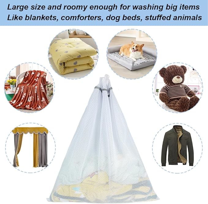Vivifying Extra Large Mesh Laundry Bag, 2 Pack XXL Oversize Honeycomb Mesh Wash Bags for Washing Machine, Coats, Stuffed Toys, Blanket, Bedding, Sweater, Delicates Clothes (27 x 35 Inches)-CubbioBaby