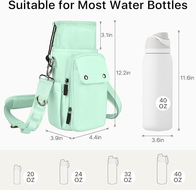 Water Bottle Holder with Strap 32 40oz Crossbody Insulated Water Bottle Carrier Sling Bag with Adjustable Wide Strap and Phone Purse 5 Pockets for Walking Hiking Gym Travel-CubbioBaby