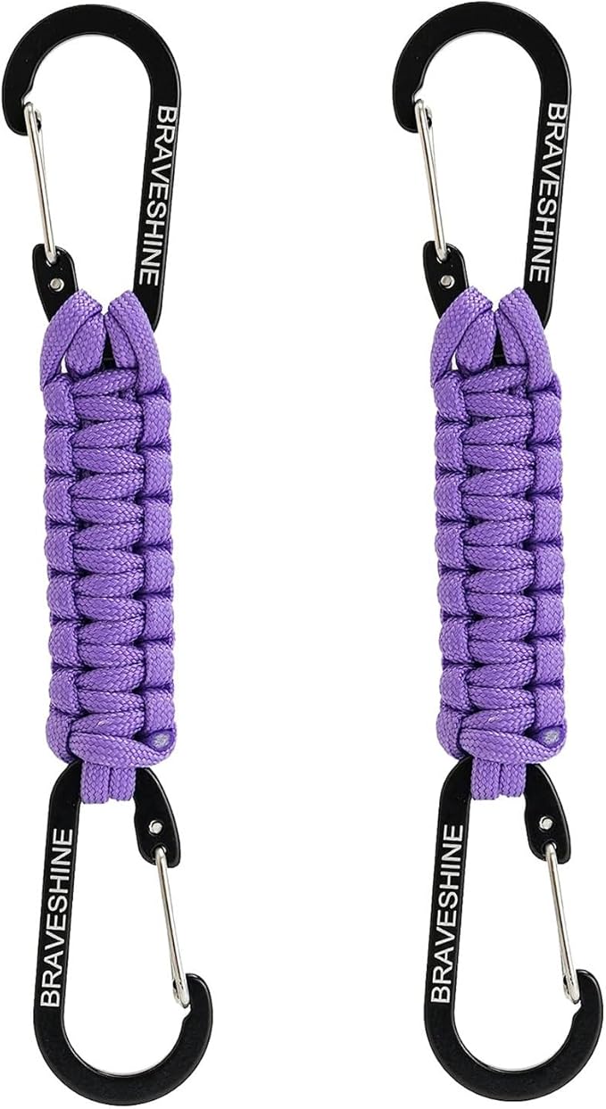 BRAVESHINE Paracord Keychain Carabiner Clip, D Ring Lanyard Hanger Stroller Hook for Water Bottle, Key, Backpacks, Men, Women-CubbioBaby