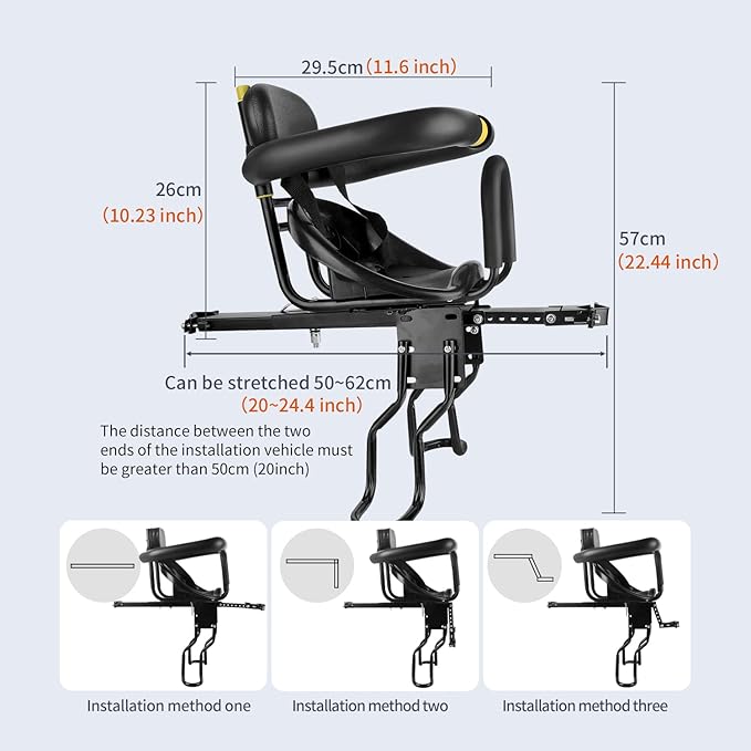 YouTeMei Kids Bike seat, Front Mounted Bike Seat for Adult Bike,Bike Seat Kids for 1-6years Old…
