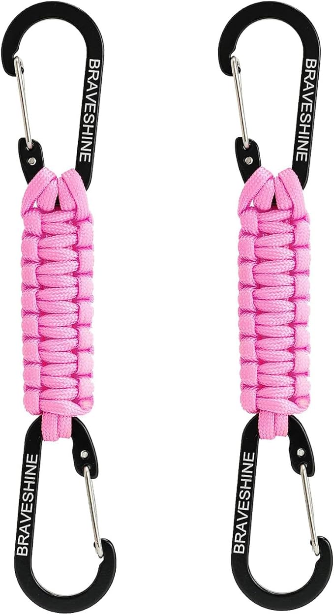 BRAVESHINE Paracord Keychain Carabiner Clip, D Ring Lanyard Hanger Stroller Hook for Water Bottle, Key, Backpacks, Men, Women-CubbioBaby
