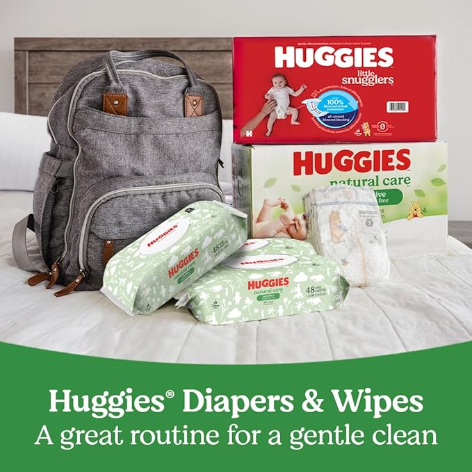 Huggies Natural Care Sensitive Baby Wipes, Unscented, Hypoallergenic, 99% Purified Water, 15 Flip-Top Packs (960 Wipes Total)-CubbioBaby