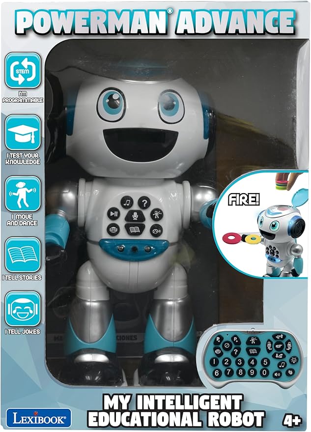 LEXiBOOK - Powerman Advance - Remote Control Robot, Interactive and Educational Toy for Children, Walks, Dances, Plays Music, Makes and Tells Stories, Educational quizzes, STEM programmable - ROB28EN