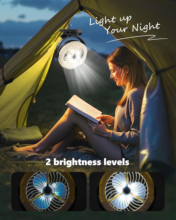 Ausic 3-in-1 Portable Clip on Fan with Misting & LED Lights & Hook, 100ML Baby Stroller Fan, 5200mAh Rechargeable Battery Operated & 360° Rotation & 3 Speeds for Table Outdoor Travel Camp Golf Cart-CubbioBaby