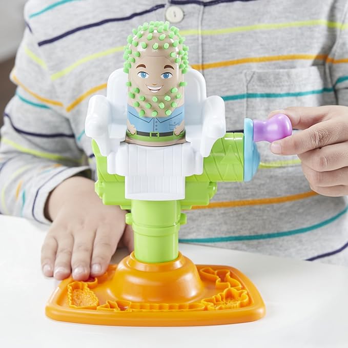 Play-Doh Buzz 'n Cut Fuzzy Pumper Barber Shop Set, Electric Buzzer, 5 Colors of 2-Ounce Cans, Preschool Toys, Christmas Gifts Girls & Boys, Ages 3+ (Amazon Exclusive)