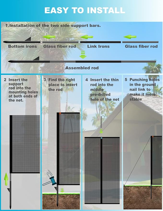 Driveway Fence Guard for Kids Safety: Outdoor Driveway Gate Yard Fence to Stop Ball Barrier Net - Ball Stopper Screen Guard (20 ft Wide 40 inch Tall)