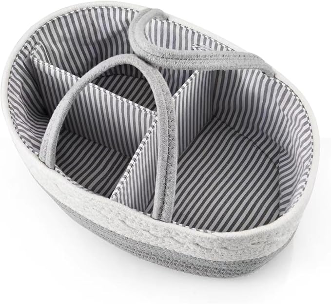 PandaEar Baby Diaper Caddy Organizer for Boys Girls, Portable Baby Diaper Basket, Travel Cotton Rope Diaper Caddy Change Organizer for Baby Shower Gifts Newborn Infants-CubbioBaby