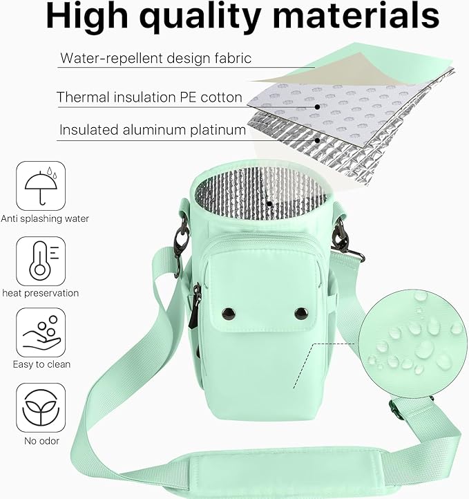 Water Bottle Holder with Strap 32 40oz Crossbody Insulated Water Bottle Carrier Sling Bag with Adjustable Wide Strap and Phone Purse 5 Pockets for Walking Hiking Gym Travel-CubbioBaby