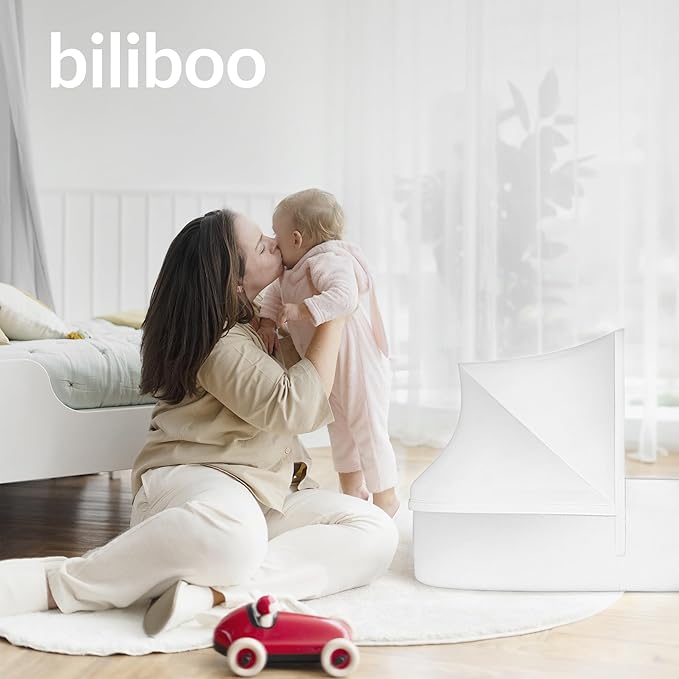 Premium Portable Baby Lounger Nest – Foldable Travel Bassinet for Newborn & Infant with Mesh Canopy, 2 Toys, Waterproof Mattress & Removable Cover – White-CubbioBaby