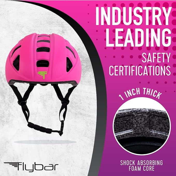 Flybar Kids Bike Helmet - Dual Certified Adjustable Dial, Lightweight Skateboard Helmet, Roller Skating, Pogo, Electric Scooter, Snowboard, Youth and Toddler Helmet, Boys & Girls 3-14-CubbioBaby