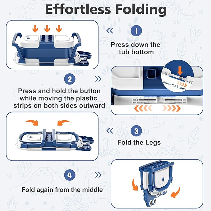 TPN Collapsible Baby Bathtub, Baby Bath Tub with Soft Cushion & Real-Time Thermometer, Baby Bathtub Infant to Toddler Tub (0-36 Months), Portable Newborn Travel Bath tub-CubbioBaby