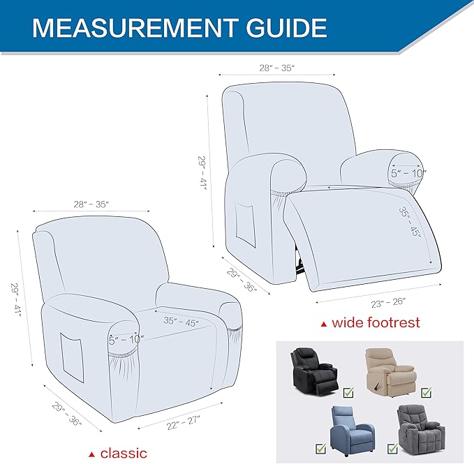 Like Leather Recliner Chair Covers, 4 Pieces Lazy Boy Recliner Cover That Stay in Place, Soft Stretch Leather Grain Covers for Recliner Covers for Large Recliner Slipcover (Beige 4)