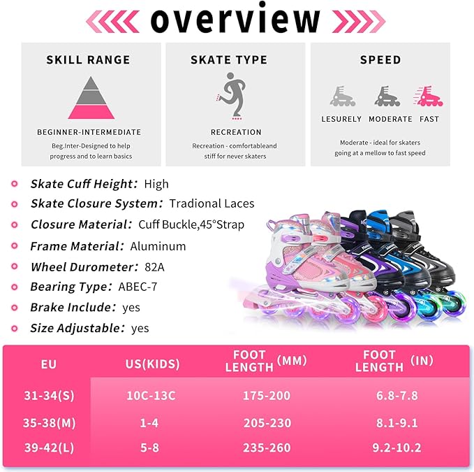 Nattork Blade Roller Skates for Boys with Light Up Wheel, Outdoor & Indoor Illuminating Black Inline Skates for Boys Little Kids Toddler Ages 5-8 4 5 6, Beginners-CubbioBaby