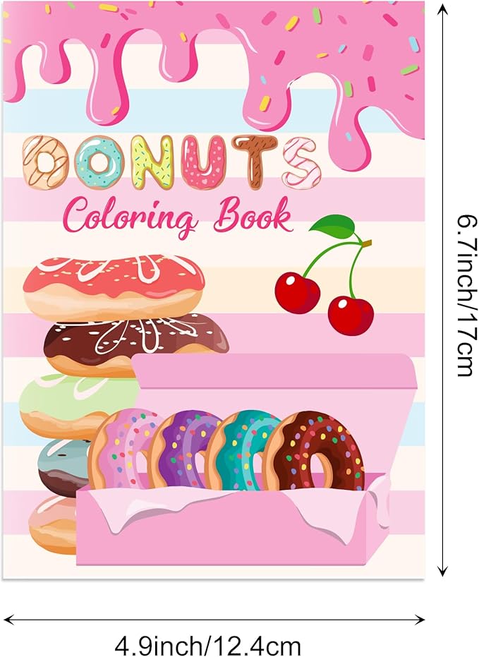 littkeef cliaet 12 Pcs Donut Coloring Books Donut Party Favors Bunnies Bulk Mini Coloring Books Bulk for Kids DIY Art Drawing Activity Book Set for Donut Themed Birthday Party Supplies