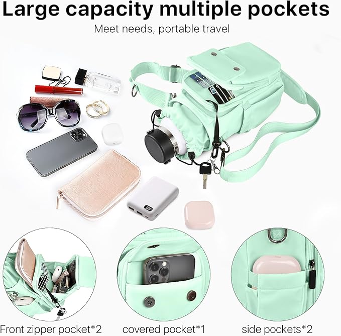 Water Bottle Holder with Strap 32 40oz Crossbody Insulated Water Bottle Carrier Sling Bag with Adjustable Wide Strap and Phone Purse 5 Pockets for Walking Hiking Gym Travel-CubbioBaby