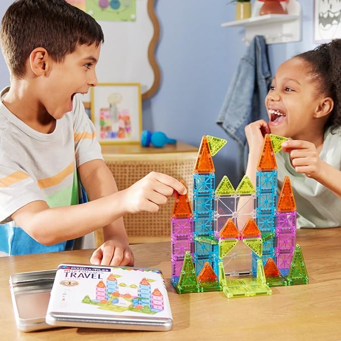 MAGNA-TILES microMAGS Travel Set Deluxe 55-Piece Magnetic Construction Set, The Original Magnetic Building Brand-CubbioBaby