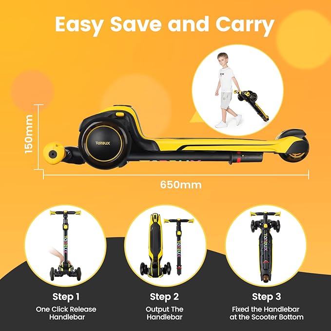 TONBUX Kids Scooter for Age 3-12, Toddler Scooter with 4 Adjustable Heights, Light Up 3-Wheels Scooter, Shock Absorption Design, Lean to Steer, Balance Training Scooter for Kids-CubbioBaby