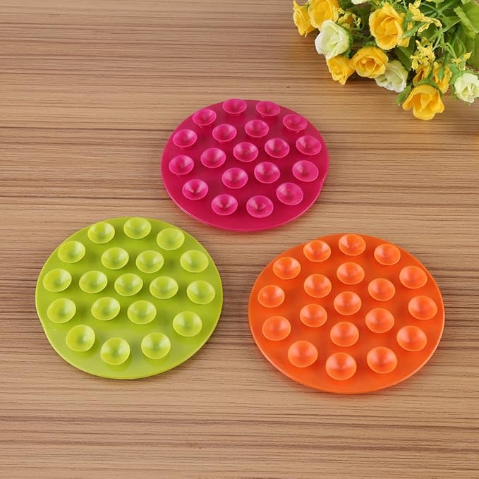 (Pack of 2) Creative Children's Tableware Sucker Baby Kids Magic Suction Mat Portable Double-Sided Suckers Anti-Slip Plate Bowl Cutlery Placemat(Rose Red)