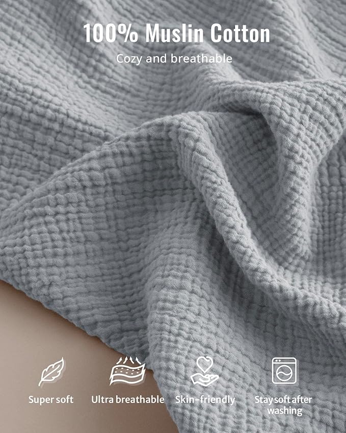 Blissful Diary Muslin Baby Changing Pad with Waterproof Lining Foam, Diaper Changing Table Pad with Cover for Dressers (Gray, Rectangular)-CubbioBaby