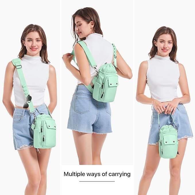 Water Bottle Holder with Strap 32 40oz Crossbody Insulated Water Bottle Carrier Sling Bag with Adjustable Wide Strap and Phone Purse 5 Pockets for Walking Hiking Gym Travel-CubbioBaby