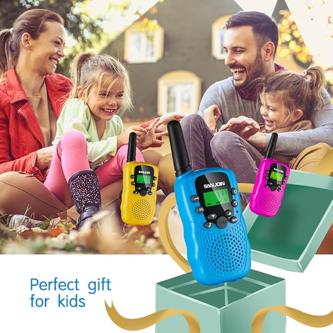 Walkie Talkies for Kids Toys for Boys Girls 4-6, 3 Miles Range Walkie Talkie to Camping, Outdoor 4 Year Old Girl Birthday Gifts for 3 4 5 6 7 Year Old Boy Girl Gifts Age 6-8 (Blue&Pink&Yellow, 3 Pack)