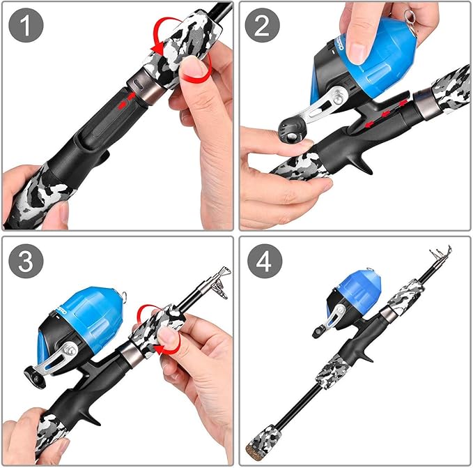 ODDSPRO Kids Fishing Pole Pink, Portable Telescopic Fishing Rod and Reel Combo Kit - with Spincast Fishing Reel Tackle Box for Girls, Youth-CubbioBaby