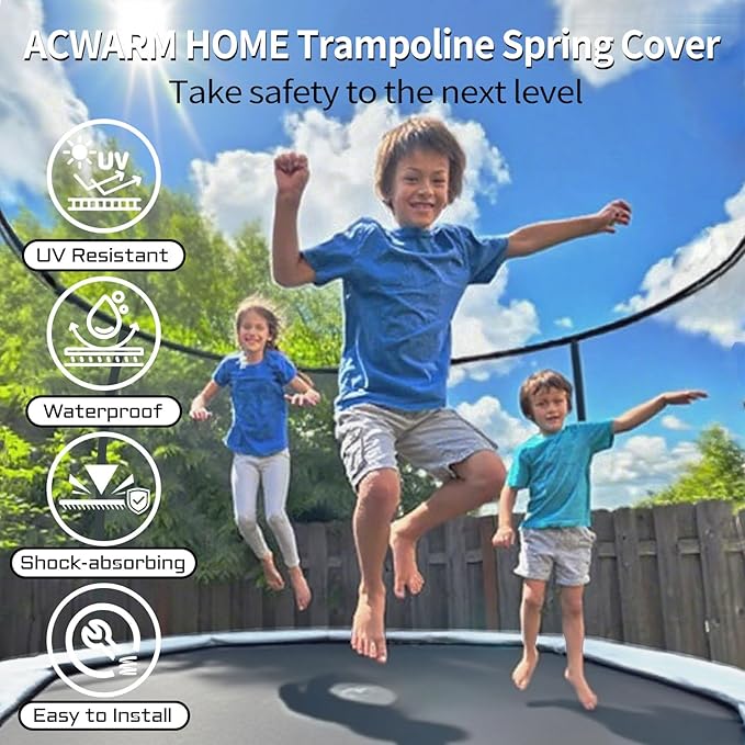 16FT/15FT/14FT/12FT/10FT Trampoline Safety Pad Replacement, Round Trampoline Spring Protection Cover, Fits 16FT/15FT/14FT/12FT/10FT Frames, Water-Resistant Trampoline Accessories-CubbioBaby