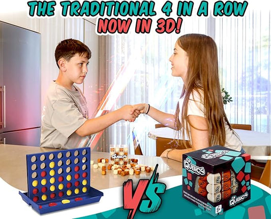 , a Unique 4 in A Row Game, 3D Strategy Board Game for Critical Thinking. The Classic Grid Game in a Sleek Acrylic Cube. Superbly Designed Wooden Cubes. Tactical Game Play for All Ages-CubbioBaby