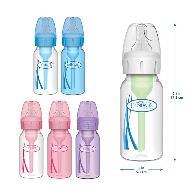 Dr. Brown's Anti-Colic Breast to Bottle Feeding Set with Slow Flow Nipples, Travel Caps, and Silicone Pacifier - Gray-CubbioBaby