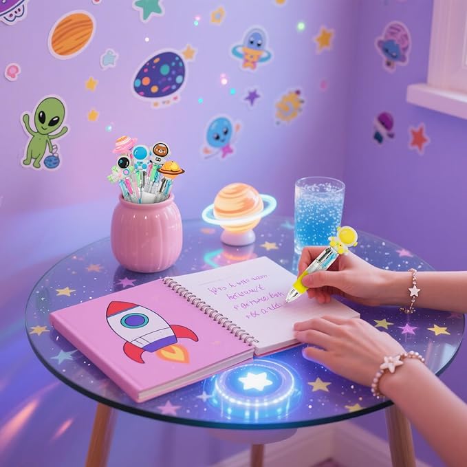 30Pcs Mini Multicolor Pens in One 4-in-1 Cute Pens Bulk for Kids, Ballpoint Pen for Birthdays and Children's Parties, Fun Gifts Assorted Ink Kawaii Pen(Space)-CubbioBaby