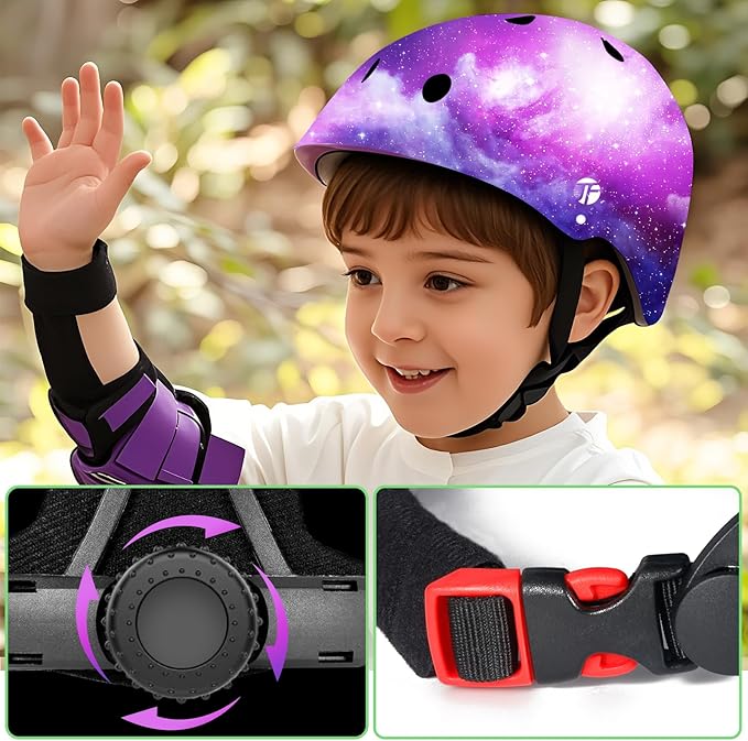 Adjustable Color Gradient Skateboard Helmet for 3-5-8-14+Ages【Toddler Kids Youth Adult】 Girls Boys Woman.Bike Helmet for Multi-Sports Cycling Bicycle Scooter Inline Roller Skate Rollerblading-CubbioBaby