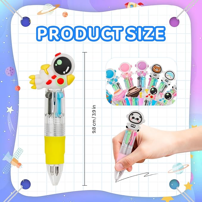 30Pcs Mini Multicolor Pens in One 4-in-1 Cute Pens Bulk for Kids, Ballpoint Pen for Birthdays and Children's Parties, Fun Gifts Assorted Ink Kawaii Pen(Space)-CubbioBaby