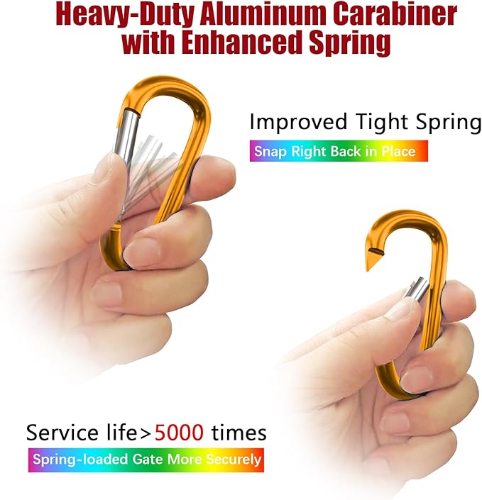 sprookber 4" & 5" Extra Large Aluminum Carabiner D Ring, Caribeener Clips, Spring Snap Hook for Keychain Clip, Set of 4-CubbioBaby