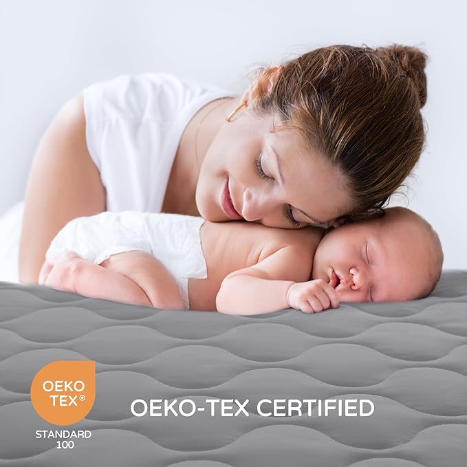 Yoofoss Waterproof Crib Mattress Protector, Quilted Crib Mattress Pad Cover Soft and Breathable, Machine Washable Toddler Mattress Protector for Standard Baby Crib Size 52''x28''-CubbioBaby