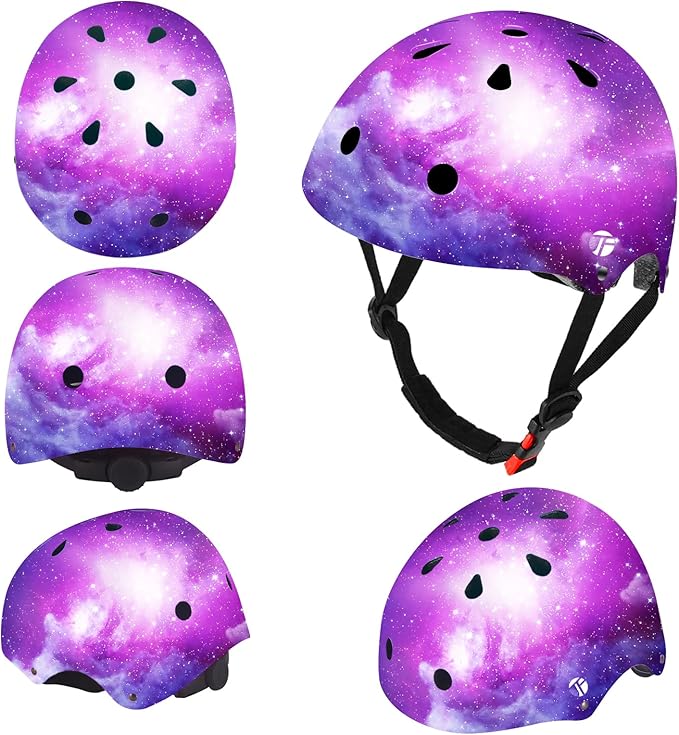Adjustable Color Gradient Skateboard Helmet for 3-5-8-14+Ages【Toddler Kids Youth Adult】 Girls Boys Woman.Bike Helmet for Multi-Sports Cycling Bicycle Scooter Inline Roller Skate Rollerblading-CubbioBaby