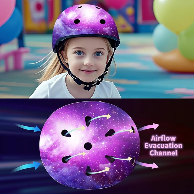 Adjustable Color Gradient Skateboard Helmet for 3-5-8-14+Ages【Toddler Kids Youth Adult】 Girls Boys Woman.Bike Helmet for Multi-Sports Cycling Bicycle Scooter Inline Roller Skate Rollerblading-CubbioBaby