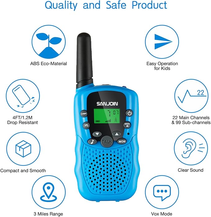 Walkie Talkies for Kids Toys for Boys Girls 4-6, 3 Miles Range Walkie Talkie to Camping, Outdoor 4 Year Old Girl Birthday Gifts for 3 4 5 6 7 Year Old Boy Girl Gifts Age 6-8 (Blue&Pink&Yellow, 3 Pack)