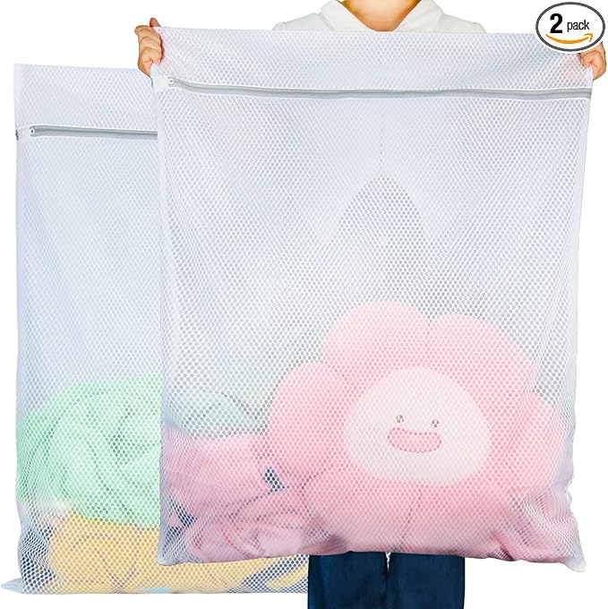 Vivifying Extra Large Mesh Laundry Bag, 2 Pack XXL Oversize Honeycomb Mesh Wash Bags for Washing Machine, Coats, Stuffed Toys, Blanket, Bedding, Sweater, Delicates Clothes (27 x 35 Inches)-CubbioBaby