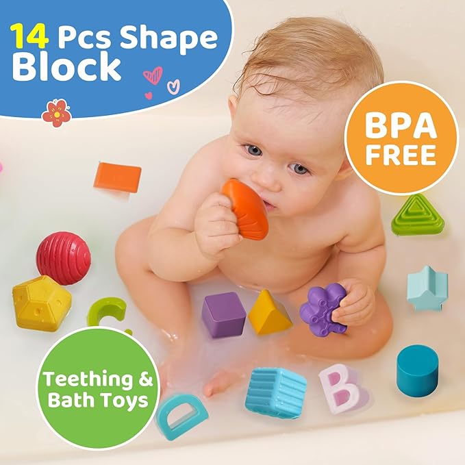 LiKee Montessori Toys for 1+ Years Old, Shape Sorter Baby Toys for Girls Boys Birthday, Colorful 1 2 3 Years Infant Toddler Toy, Learning & Fine Motor Skills 18+ Months (Cuboid)
