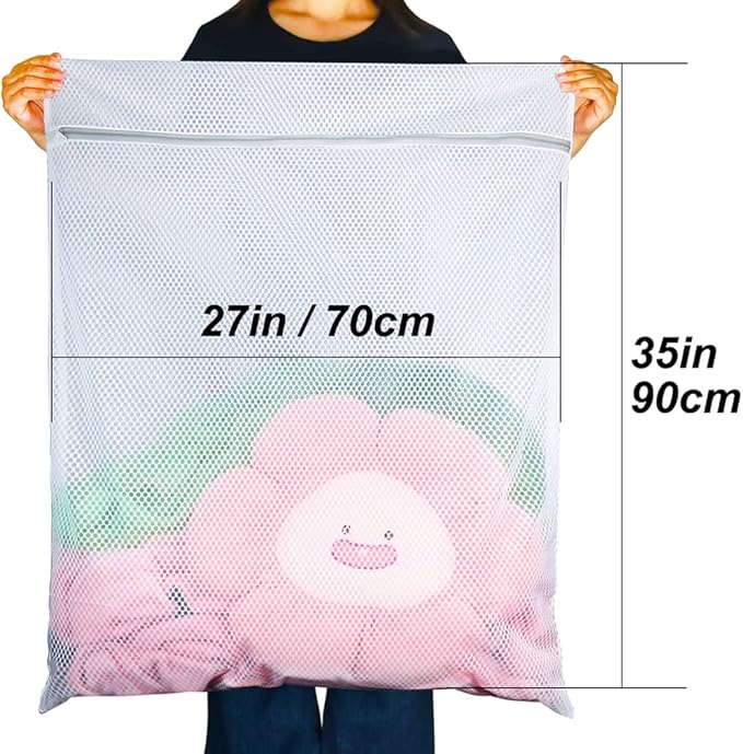 Vivifying Extra Large Mesh Laundry Bag, 2 Pack XXL Oversize Honeycomb Mesh Wash Bags for Washing Machine, Coats, Stuffed Toys, Blanket, Bedding, Sweater, Delicates Clothes (27 x 35 Inches)-CubbioBaby