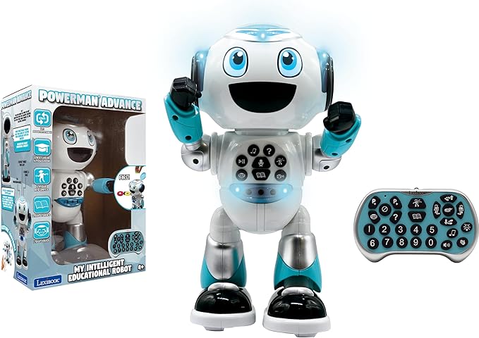 LEXiBOOK - Powerman Advance - Remote Control Robot, Interactive and Educational Toy for Children, Walks, Dances, Plays Music, Makes and Tells Stories, Educational quizzes, STEM programmable - ROB28EN