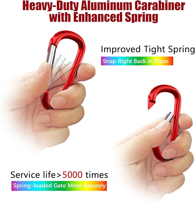 sprookber 4" & 5" Extra Large Aluminum Carabiner D Ring, Caribeener Clips, Spring Snap Hook for Keychain Clip, Set of 4-CubbioBaby