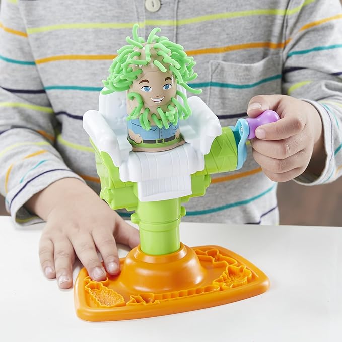 Play-Doh Buzz 'n Cut Fuzzy Pumper Barber Shop Set, Electric Buzzer, 5 Colors of 2-Ounce Cans, Preschool Toys, Christmas Gifts Girls & Boys, Ages 3+ (Amazon Exclusive)