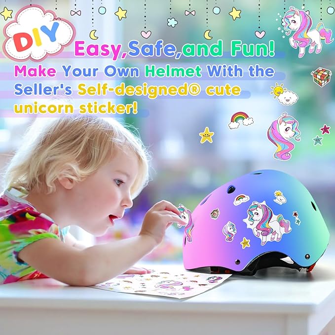 Color Gradient Adjustable Kids Bike Helmet Toddler Skateboard Helmets Boys Girls Child Ventilation Helmet for Multi-Sports Skating Cycling Scooter Balance-CubbioBaby