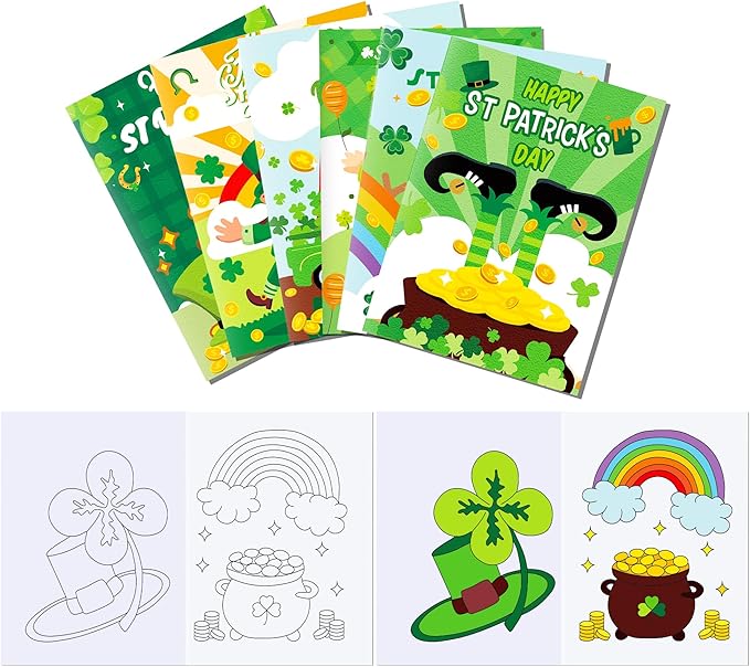 littkeef cliaet 12 Pcs St. Patrick's Day Coloring Books Dinosaur Party Favors Bunnies Bulk Mini Coloring Books Bulk for Kids DIY Art Drawing Activity Book Set for Themed Birthday Party Supplies