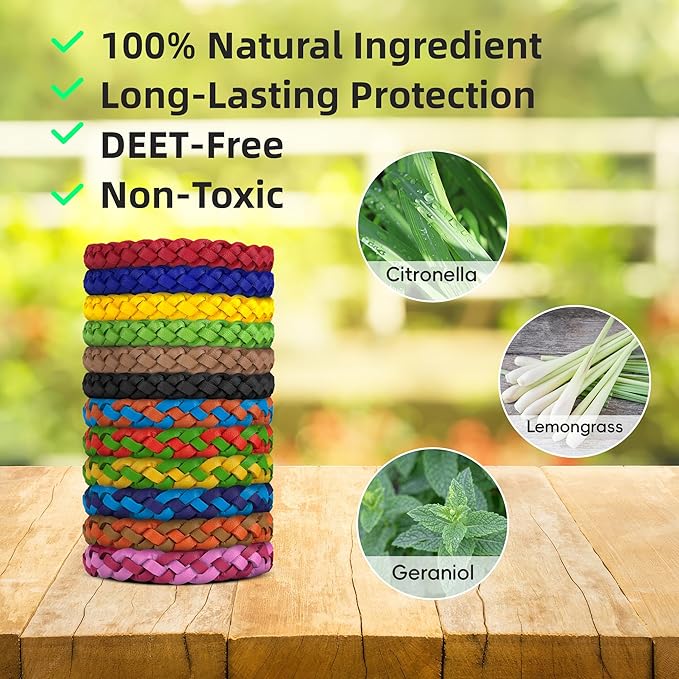 Mosquito Repellent Bracelets, DEET-Free, Individually Wrapped PU Leather Insect & Bug Repellent Wrist Bands (Pack of 24)-CubbioBaby